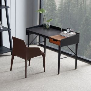 Saddle Leather Minimalist Design Modern Writing Desk Hotel Bedroom Study Table