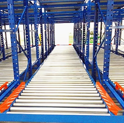 Quality High Density Live Pallet Flow Racking System With Brake / Speed Regulating Rollers for sale
