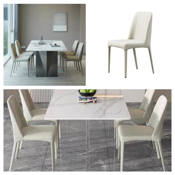 Sleek Metal Leg Dining Chairs , Minimalist Silhouette High Back Dining Room Chair
