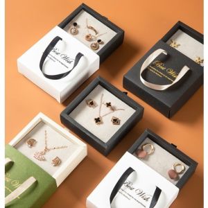 Customized Logo Recycled Luxury Jewelry Gift Drawer Packaging Paper Bag with