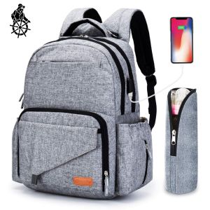 Maternity Diaper Bag Backpack With USB Interface 11.4*7.5*17.7inch