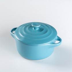 Anti Scald Baking Ceramic Oven Bowl With Lid Double Ear Multifunctional