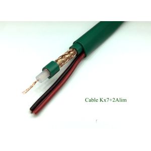 Quality Kx7+2 Alim Siamese Coaxial Cable , Siamese Cable For CCTV Green PVC Jacket for sale