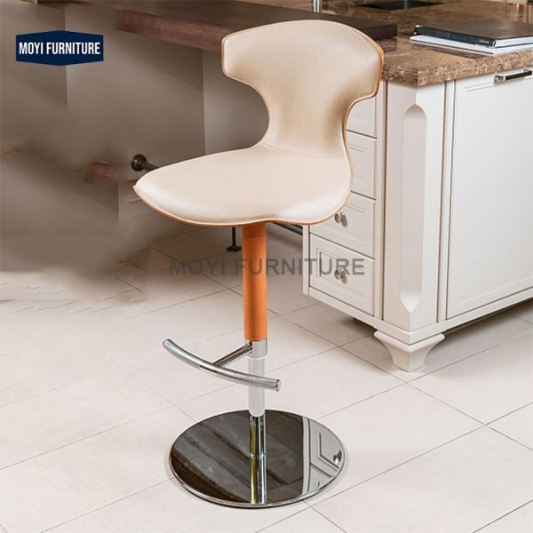 Commercial Furniture Stainless Steel Base Luxury Lift Bar Chair for KTV Home Kitchen Island Modern Rotating Leather Stools