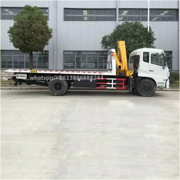 KINGRUN 4*2 10 Tons Breakdown Truck With 5 Tons Road Rescue Trailer With 5 Tons Crane Rollback Mounted Crane