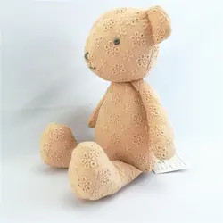 ODM OEM Animal Toys Joint Moving Bear Brown Pattern Plush Bear Toys 25cm