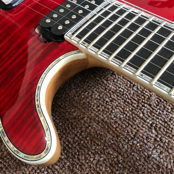 Mayones guitar mayones regius red 7 string electric guitar neck through guitar custom shop seymour duncan p