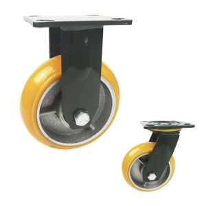 PU 8 Inch Swivel Caster Wheels , 400kg Capacity Orange Caster Wheels
