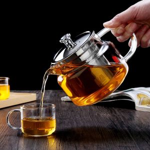SS Removable Infuser Handcrafted Borosilicate Glass Teapot