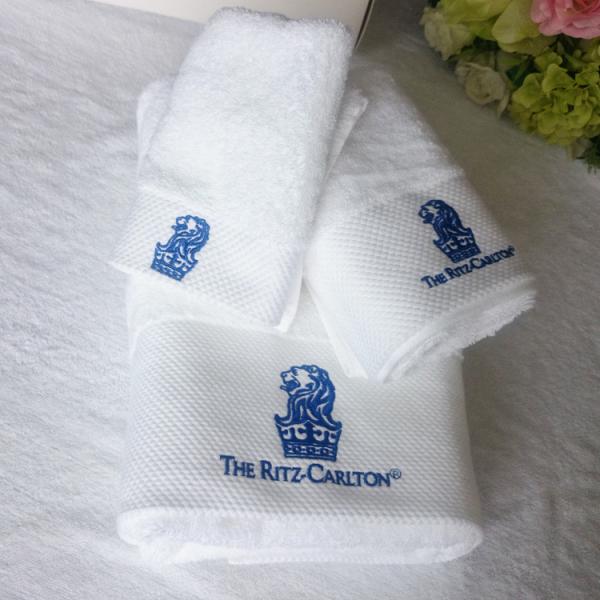 Buy 100% cotton custom embroidered logo white terry hotel bath towel set at wholesale prices