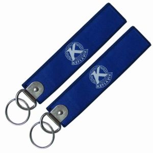 Merrowed Border Custom Woven Keychain Pantone Embroidery 130×30mm