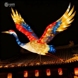 Chinese Style Auspicious Crane Lantern - Traditional Craft Illuminated Lantern -