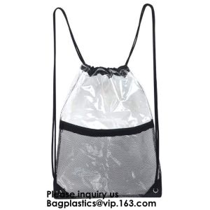 OEM Design Promotion PVC Drawstring GYM Bag,Clear PVC Drawstring Bag With Gold