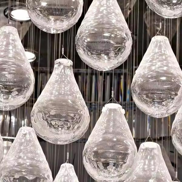Custom Large Modern Simple Hand Blown Glass Pendant Light Nordic Creative Ceiling Lamp For Hotel Lobby Restaurant