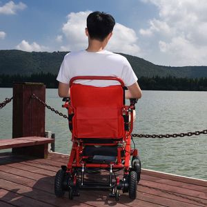 Aluminum Alloy Red 18 KG Classic Foldable Electric Wheelchair