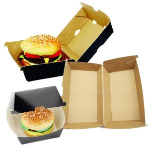 Customized hamburger box eco-friendly and biodegradable kraft paper food