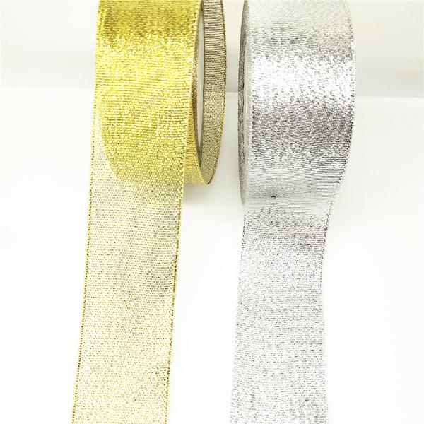 1'' 2'' 3 inch luxury Metallic yarn ribbon for wedding party decoration glitter band