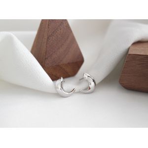 Lanciashow 925 Sterling Silver Stud Earrings Moon Shape Rhodium And Yellow Gold