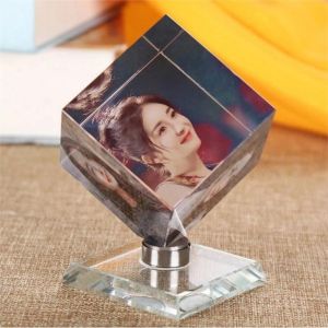 Customized 3d Laser Engraved Crystal Rubik's Cube For Wed...