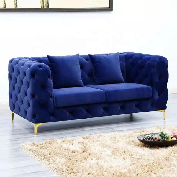 Buy Navy Color Velvet Night Club Lounge Three Seat Modern Design at wholesale prices