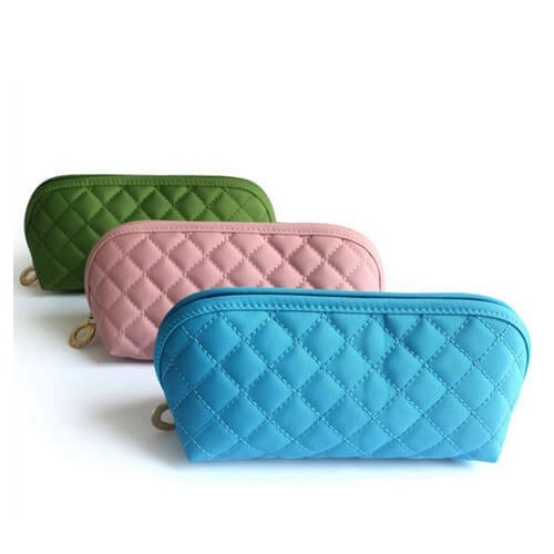 Buy Ladies Diamond Pattern Custom Cosmetic Bags With Separate Compartments at wholesale prices