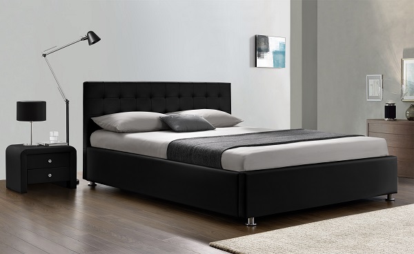 Write/Black Upholstered Bed Manufacturer PU Leather Queen Size 50pcs MOQ