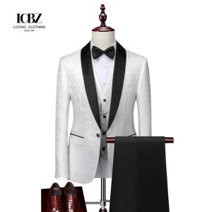 Custom Slim Fit Peaked Lapel Blazer 3 Pcs Two-piece Set for Men's Wedding/Formal