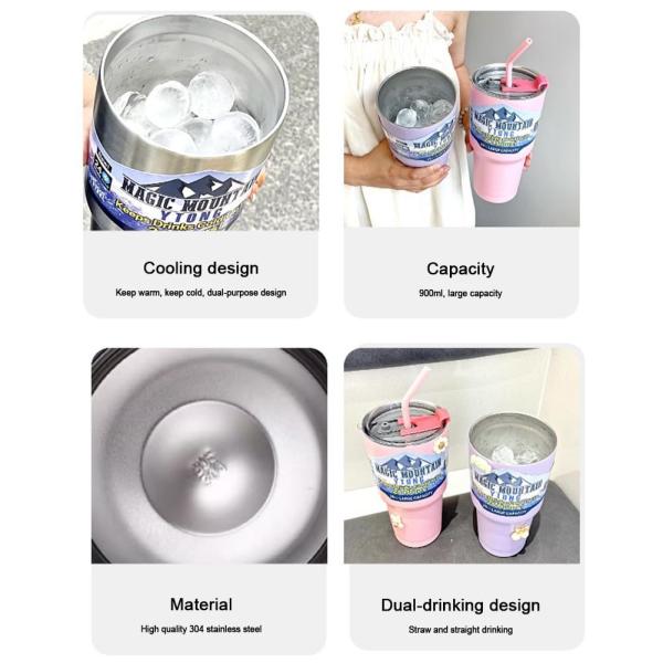 30oz Bulk With Lid And Straw Insulated Tumbler Coffee Cup Durable Double Wall Vacuum Travel Coffee Mug Thermal For Hot And Cold Drinks