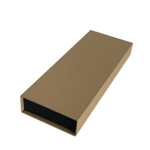 Eco Friendly Nature Cardboard Gift Box Black Printing Ribbon Closure