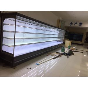 Commercial Vegetable Refrigerated Display Case Open Chiller Fan Cooling