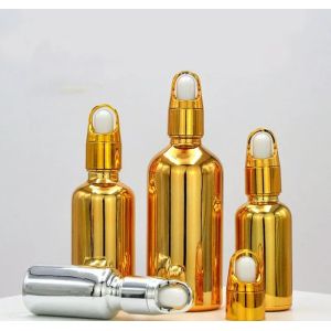 Sliver Gold 50ml Empty Serum Bottle With Dropper Plating Electroplate