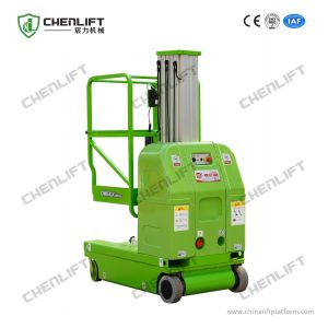 China 7.5 Meters Electrical Aerial Work Platform Single Mast Hydraulic Lift Equipment 125Kg Loading Capacity on sale