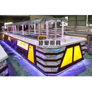 Yellow LED Commercial Buffet Equipment Granite Marble Tops Overhead Crystal