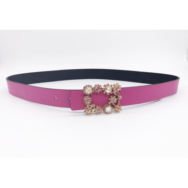 Buy ashion Lady Waist Genuine Leather Rhinestone Belt with Diamond Buckle at wholesale prices