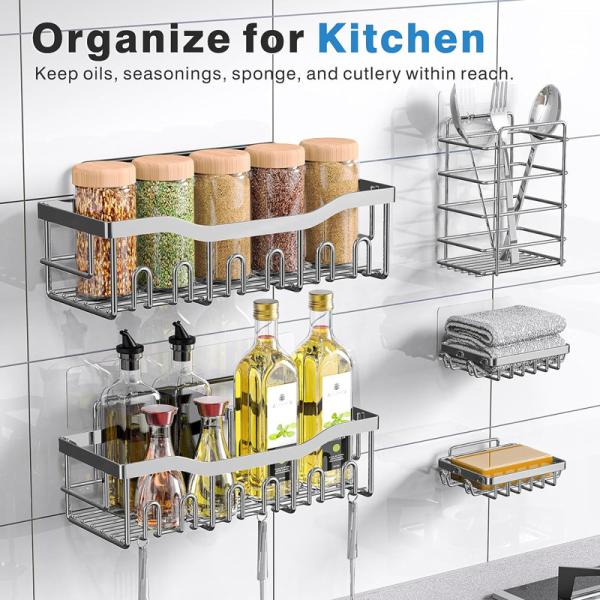 Large Capacity Rustproof Stainless Steel Shower Caddy for Bathroom Organization