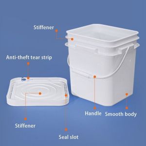 White / Yellow Square Plastic Grow Bucket For Mushroom Farming