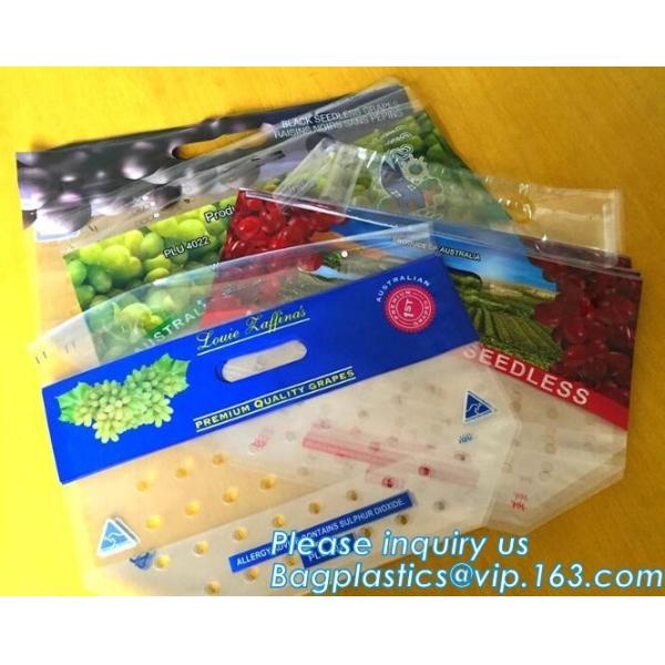 waterproof slider zipper plastic bags zip food packing bag, fresh fruit packaging bag with zipper, slider zip lock grape