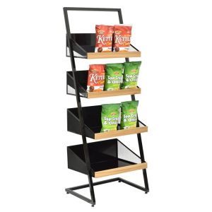 AT-0268 Customization Black Snack And Merchandiser Display With 4 Metal Mesh And