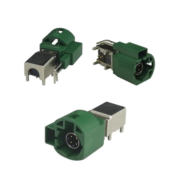 Buy 4+2Pin FAKRA HSD Connector Right Angle Type Green Color For Car Radio at wholesale prices