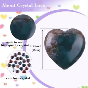Timeproof Polished Gemstone Indian Agate Heart Shaped Chakra Stones Crystal