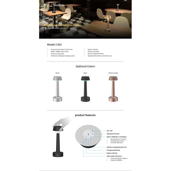 Wifi Smart Table Lamp, Modern Design App Control Waterproof Night Light for Living Rooms, Bedrooms and Camping