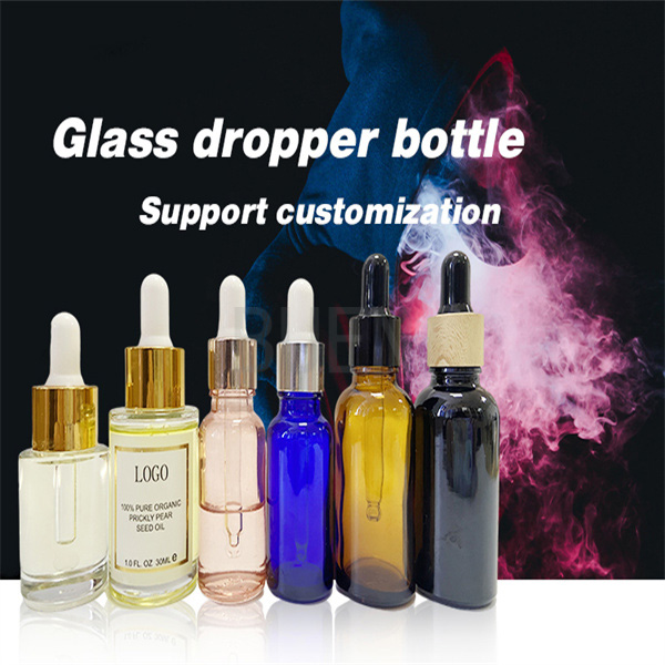 Flat Shoulder Liquid Glass Dropper Bottle With Soft Rubber Head