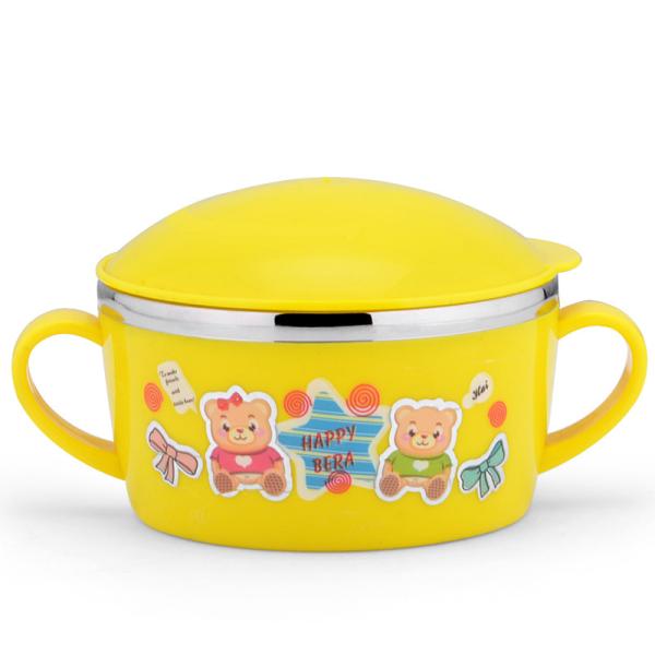 2016 new style stainless steel 201 and PP yellow color kitchenware for children