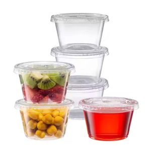 Reusable 5oz PLA Small Plastic Sauce Cups With Lid Biodegradable