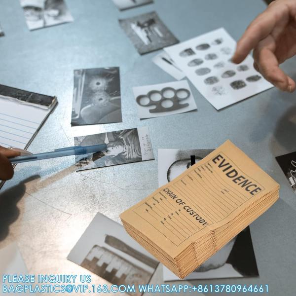 Pack Paper Police Evidence Bags 9.45 * 5 * 3 Inch Crime Scene Paper Evidence Bag For Receipts