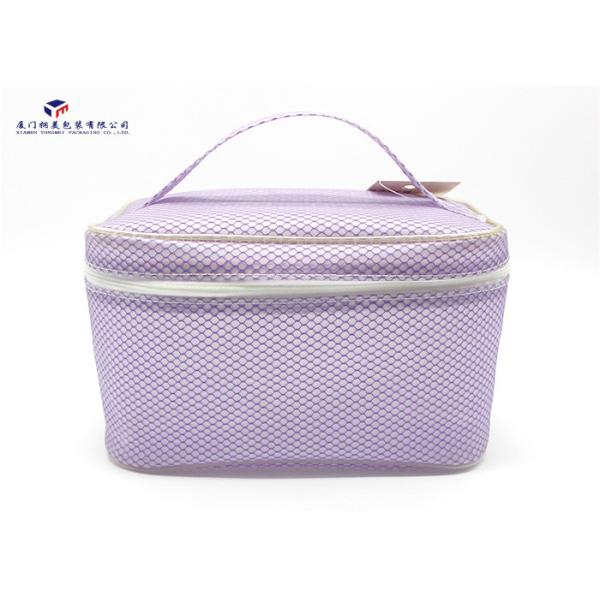 Purple Opaque Matte PVC Zipper Soft PVC Bags Carry Handle On Top 21X12.5X13.5cm