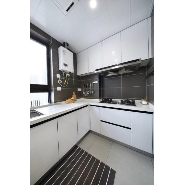 Laminated Melamine Finish Vertical Wood Grain Frameless Kitchen Cabinet For Home