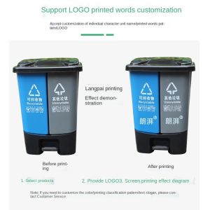 Classification Sorting Trash Can Dry Wet Separation 40L Trash Sorting Bins