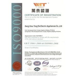 Hangzhou Yongde Electric Appliances Co.,Ltd Certifications