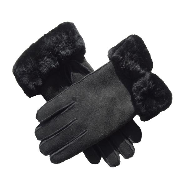 Buy Ladies Shearing Wool Lined Leather Gloves For Winter at wholesale prices
